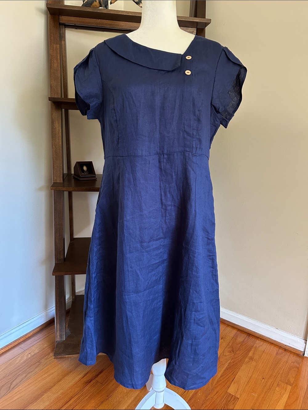 Lintico 100% Cresent Collar Flutter Sleeve Dress Fiona